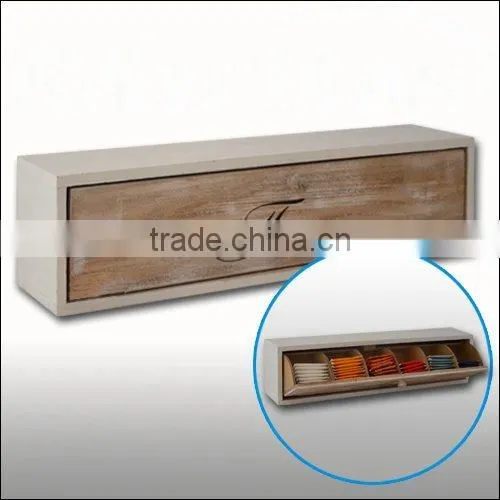 Wooden Tea Box With Fold-Down Drawer