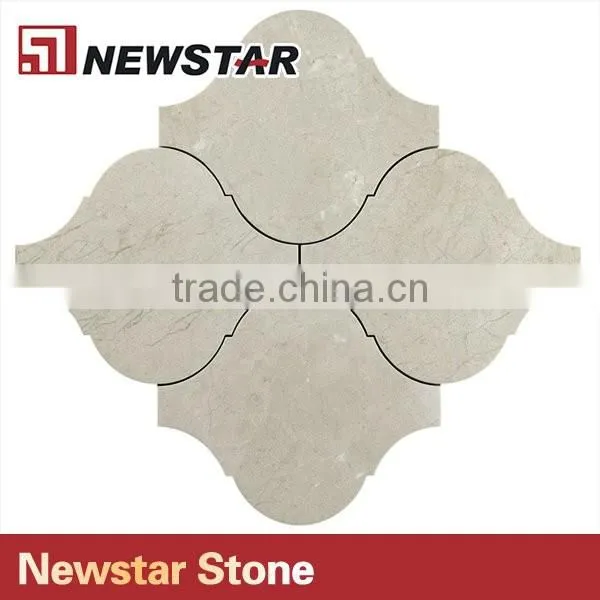 Newstar Crema Beige Arabesque Marble Lantern Brown Stone Tile Backsplash photo-6