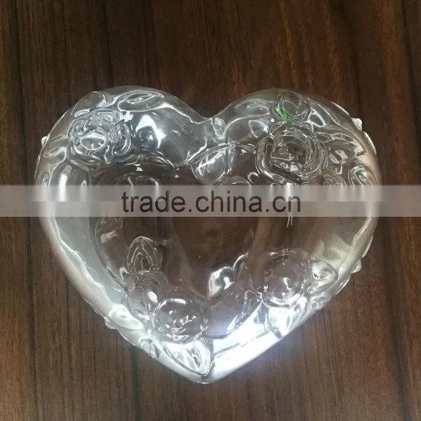 New Arrived Heart Shape Glass Candy Jar Crystal Glass Jar With Glass Lid photo-2