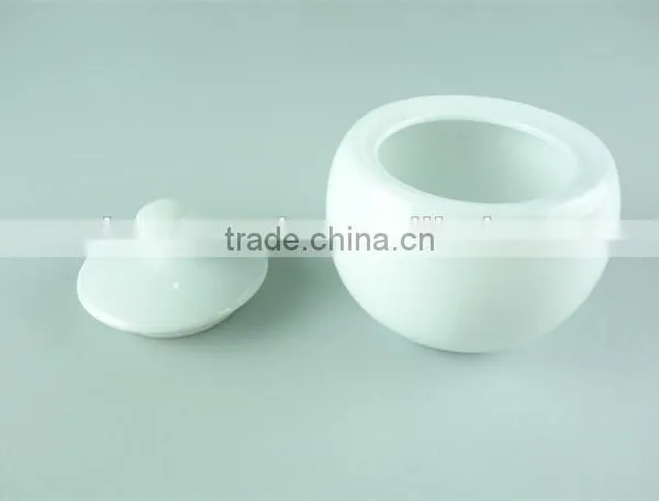 Cheap Ceramic Plain White Dinnerware Type Round Sugar Pot With Lid photo-2