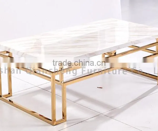 Simple Design 201 Golden Stainless Steel Rectangle Coffee Table photo-3
