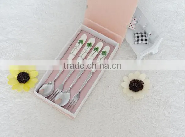 Ceramic Handle Stainless Steel Set Spoon and Fork Set photo-3