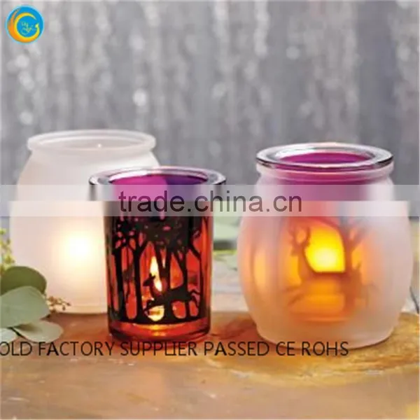 Antique Wooden Candle Holders Halloween Jar photo-2