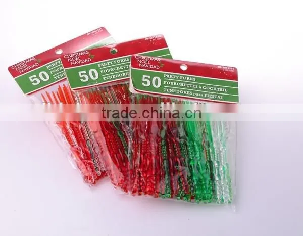 Useful Plastic 50pcs Cake Forks Set/ Disposable Plastic Fruit Forks photo-6
