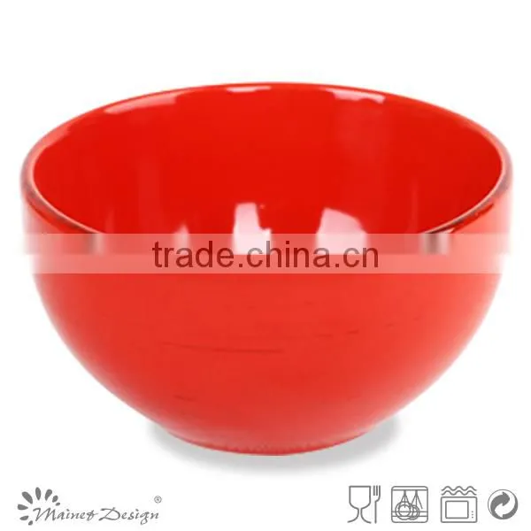 5.5 Inch Ceramic Cereal Bowl Solid Blue Color With Antique Brush photo-6