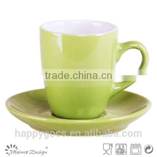 3oz Solid Shining Color Glazed Coffee Cup and Saucer photo-4