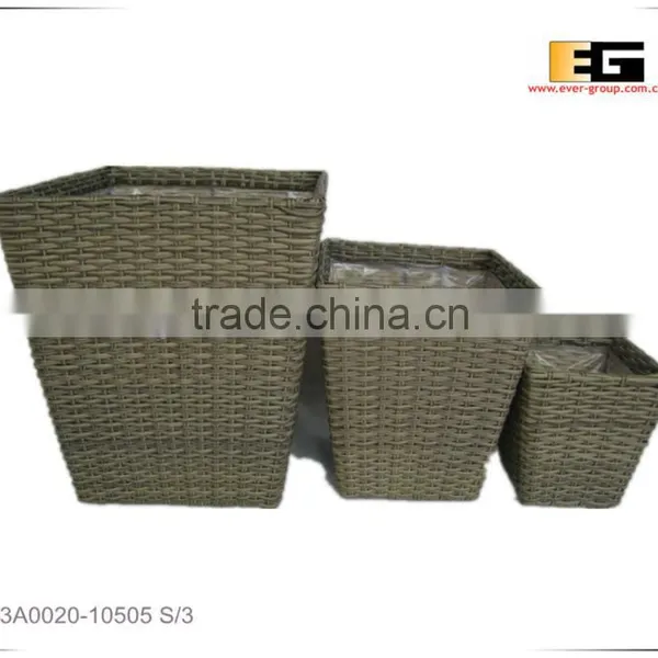 Plastic/PE Rattan Square With Liner Flower Planter photo-2