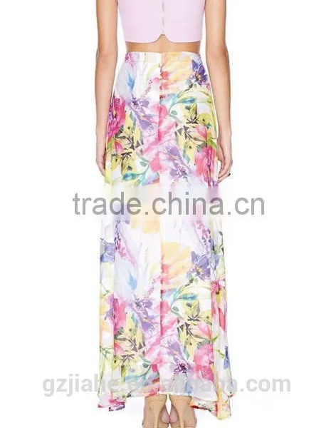 Hot Sale Fashion Women Split Floral Printing Women Long Skirt photo-3