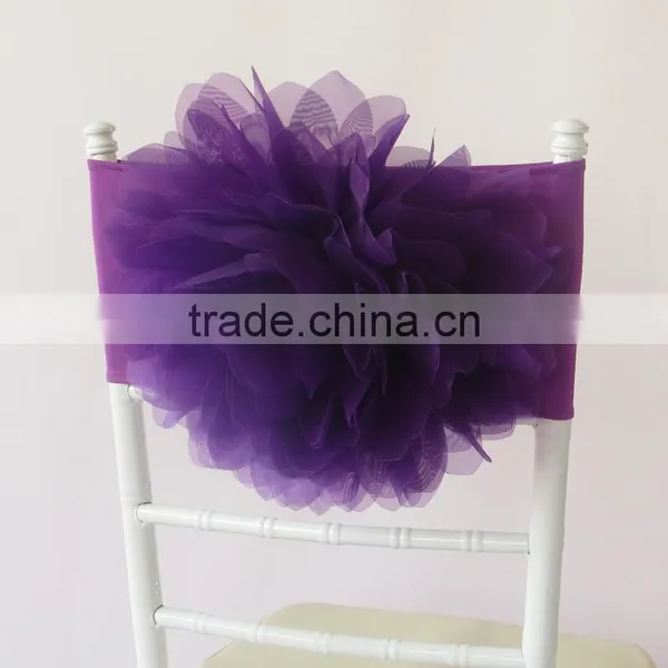 Hot Sale Fashion Handmade Organza Flower With Lycra Chair Band Chair Sash photo-2
