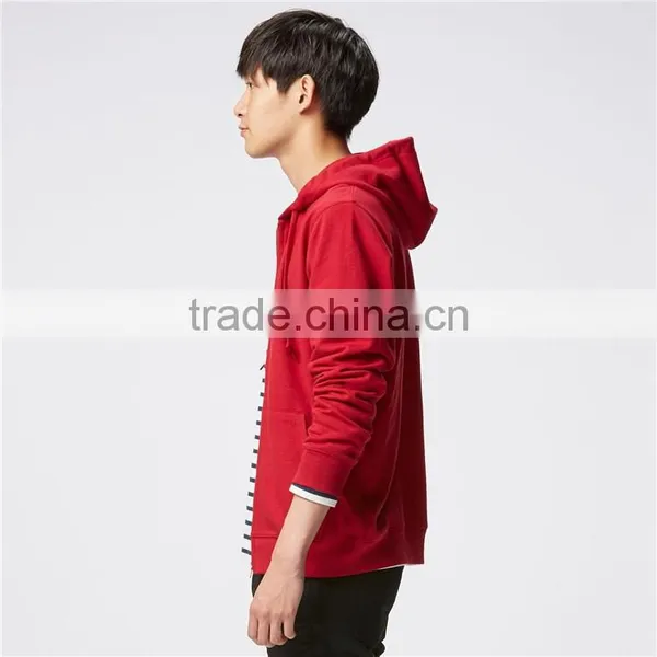 Men Red Sweat Lightweight Full Zip Men Stylish Hoodie Wholesale photo-2