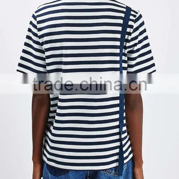 Tape Drop Over The Shoulder Stripe Boxy Tee for Girls photo-4