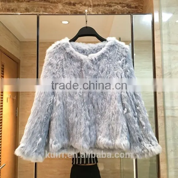 Luxury Knitted Rabbit Fur Coat Women Genuine Rabbit Fur Jacket Fur Waistcoat Colorful photo-4