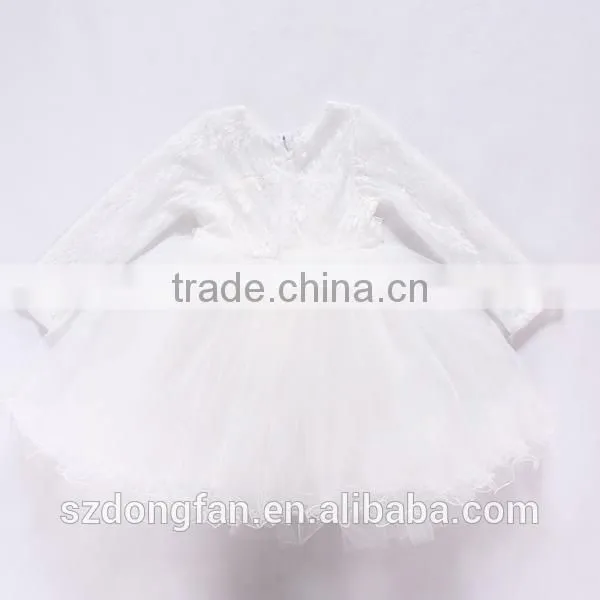 Baby Girls Fall Lace Long Sleeve White Tutu Dress photo-5