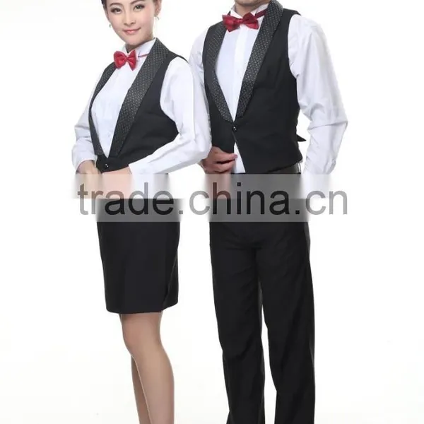 Juqian Custom High End Slim Fit Western Restaurant Waitress Tuxedo Uniform Designs photo-3
