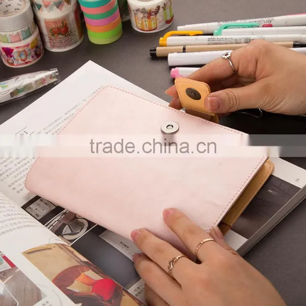 A6 Pink PU Leather Agenda Planner With Ribbon Bookmark /metal Clasp /organizers photo-2