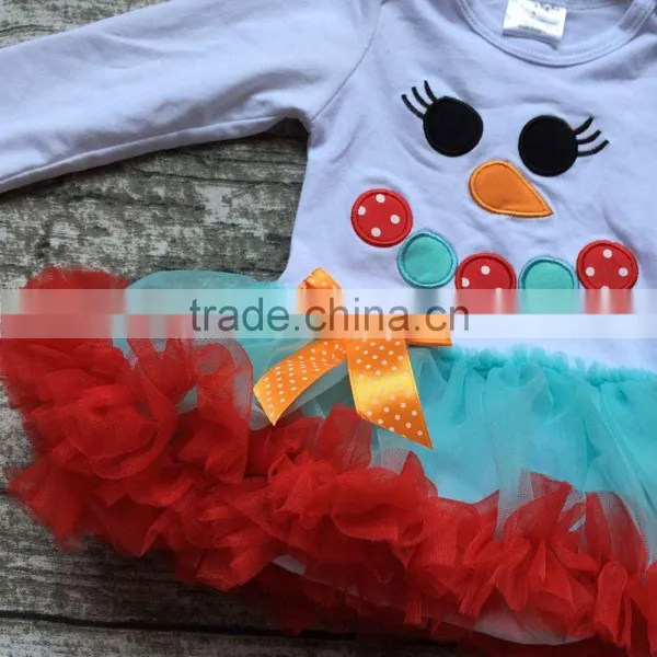 Baby Girls Christmas Tutu Romper Infant Girls Snowman Tutu Romper With Chiffon Tutu Romper Infant Toddler Girls Outfits photo-2