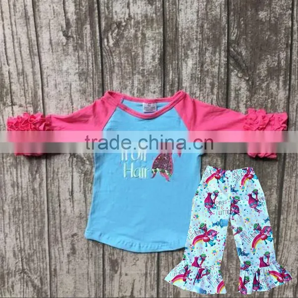 2017 Fall Boutique Outfits Troll Cartoon Character Designs Toddler Clothing Sets Child Wears Clothes photo-2