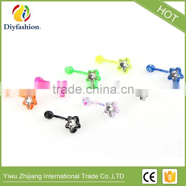 Hot New Style Stainless Steel Fluorescent Star Shape Navel Belly Button photo-3