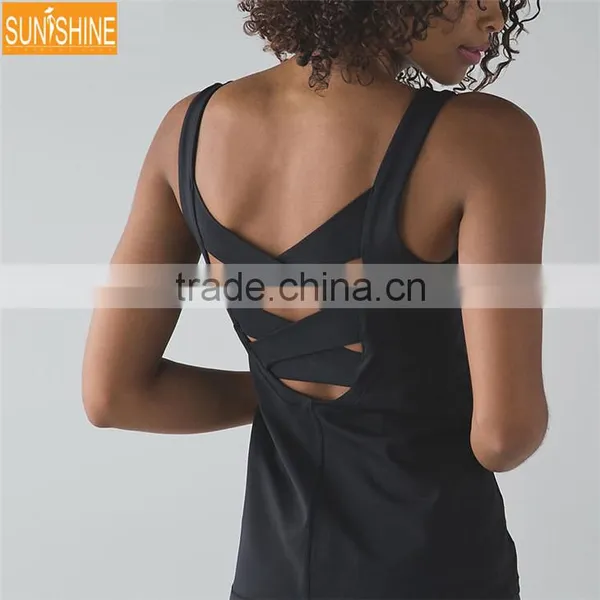 2017 OEM Quality Fitness Wholesale Plain White Yoga Gym Tank Tops Women photo-2