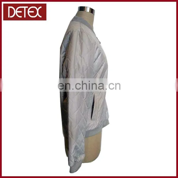 Wholesale Clothing Quilting Women Grey Bomber Jacket photo-2