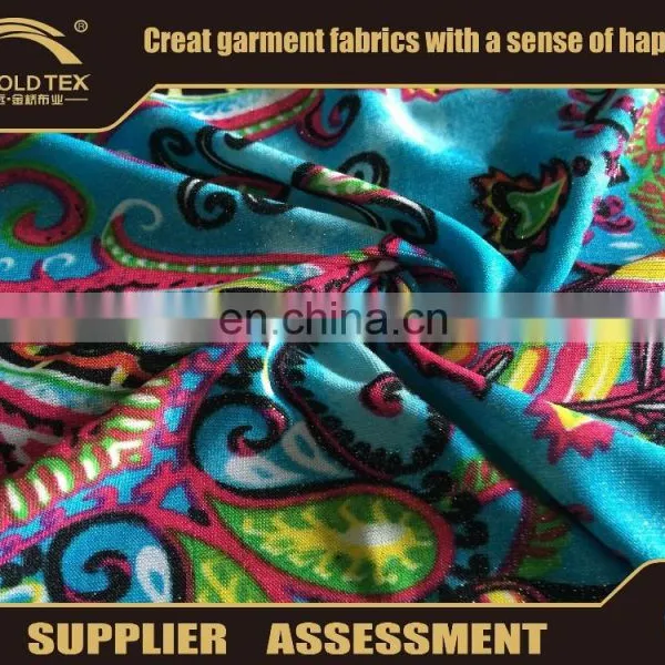 2016 Fashion Knitting Spandex Fabric Paper Printed Gold Stamp Flower Fabric in Keqiao Shaoxing China Fullgold photo-4