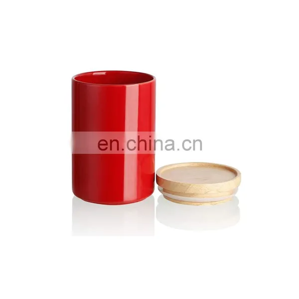 Airtight Stackable Kitchen Ceramic Food Bottle Canister Containers Storage Jar With Seal Bamboo Lid for Coffee Tea Sugar Salt photo-4