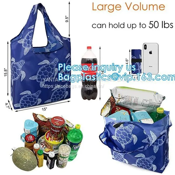 Vegetable Durable Heavy Duty Oxford Polyester XLARGE CAPACITY T-Shirt 201D Polyester Eco Shopping Big Tote Bag photo-4