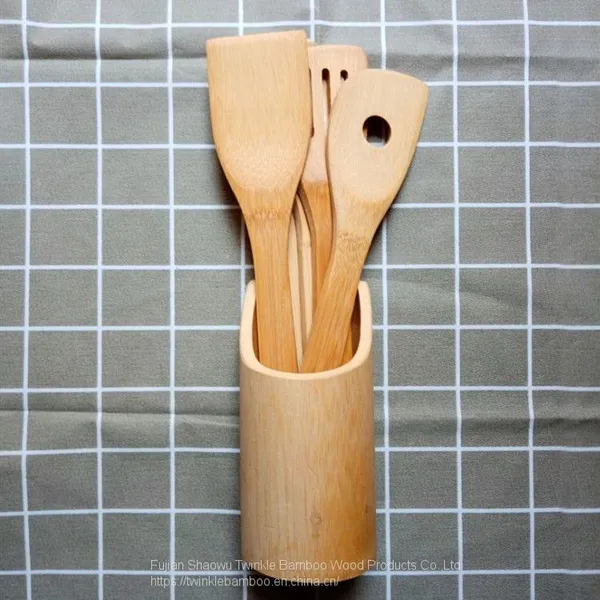 Bamboo Cooking Utensil Holder Original Manufacturer Twinkle Bamboo Storage Bambu Kitchen Tool photo-2