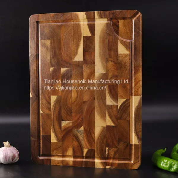 Custom/Wholesale Kitchen End Grain Wood Chopping Board Black Wooded Cutting Board With Juice Groove photo-2