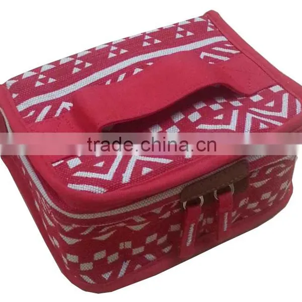 High Qualityi Red Antique Canvas Essential Oils Case, Printed Canvas Essential Oil Carrying Bag,OEM Red Essential Oil Carry Case photo-2