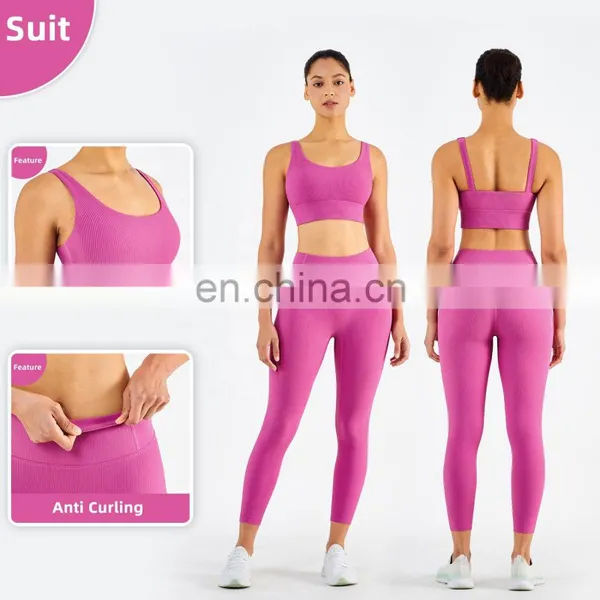 Gym Activewear Women Sling Wide Shoulder Bra Fitness Ribber Tank Top Running Sports Bra photo-3