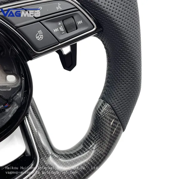For Audi A4 B9 Heated Carbon Fiber Perforated Black Stitching Steering Wheel With S /RS Logo Accessories photo-2