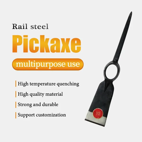 Hot Sale Rail Steel Pickaxe for Hard Soil Stone Breaking Farm Digging and Road Repair Work