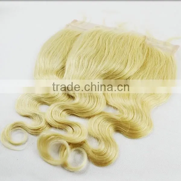 Lace Closure Blonde Hair Bundles With Lace Closure Virgin Hair Silk Base Free Part Closure photo-3