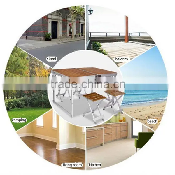 Wood Aluminium Folding Table Portable Camping Patio Folding Outdoor Table Chair photo-5