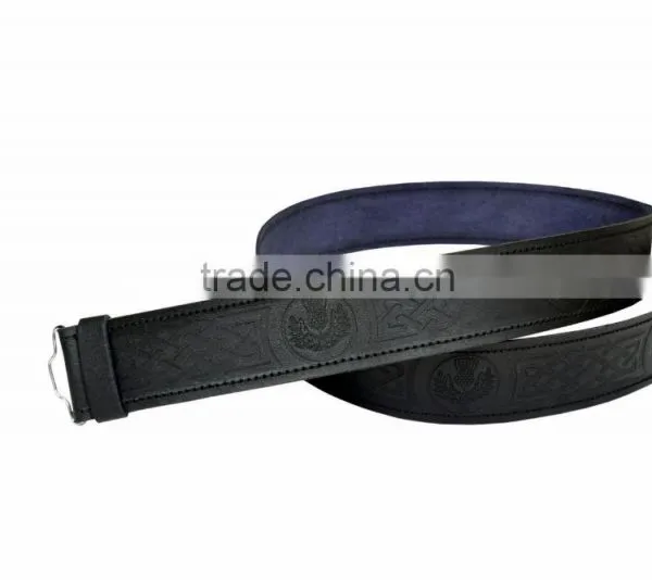 Thistle Embossed Kilt Belt Made Of Fine Quality Chrome Leather