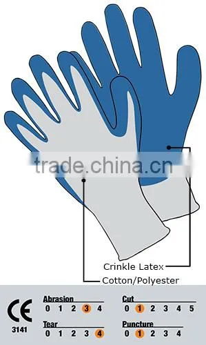 CE Certification 13G Black Latex Rubber Coated Cotton Liner Cut Resistant Safety Hand Gloves for Construction Work photo-5