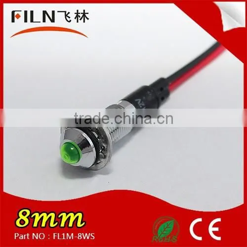 Wenzhou FILN Colorful Light Metal 8mm DC Led 12v Indicator Lamp With Wire photo-3