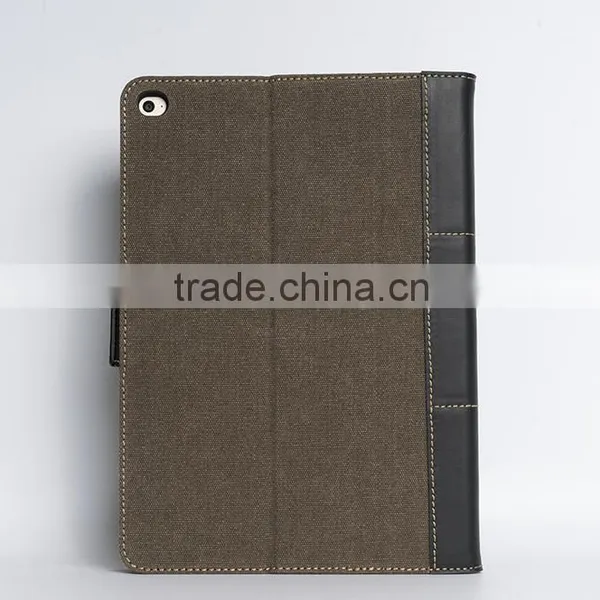 Genuine Leather and Canvas Smart Tablet pc Cover for Ipad Air 2 photo-3