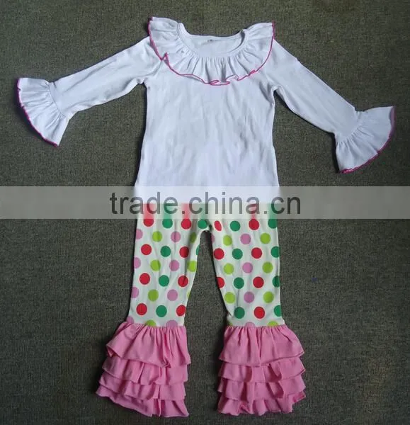 Good Quality Baby Long Sleeve Ruffle Shirts,Girls Long T Shirts,Long White T Shirts photo-3