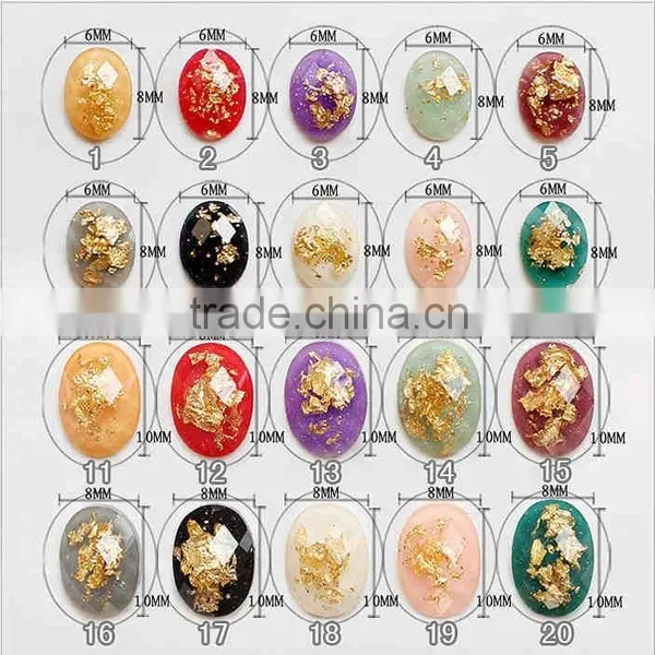 1000Pcs 3D Nail Diamond Oval Gold Foil Rhinestone Retro Resin Nail Art Beauty Stickers Nail Art Rhinestones Decoration