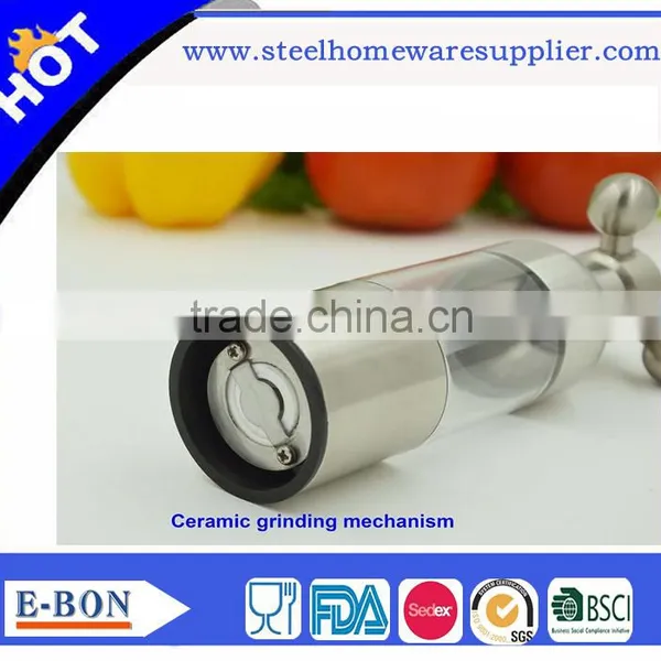 High Quality Customized Logo Stainless Steel Button Salt and Pepper Mill for Five-star Hotel photo-4
