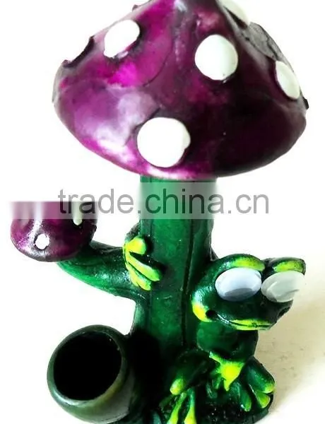 Figurine Shaped Hand Crafted Smoking Pipes - Frog W/. Tall Mush photo-6