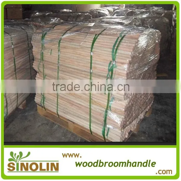 Natural Wooden Broom Stick With Pallet Package