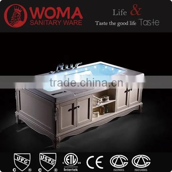 Jacuzzy whirlpool bathtub with solid wood baninet for five star hotels