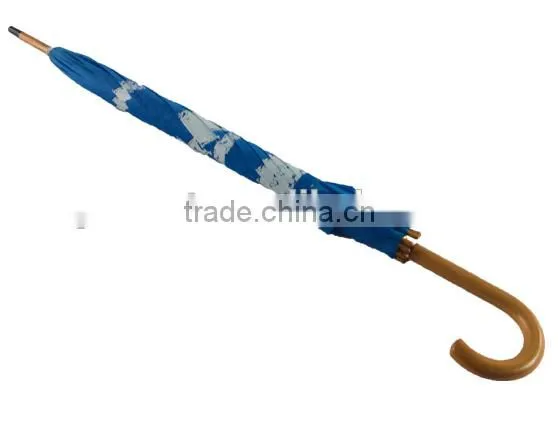 Auto Open Quality Wooden Umbrella With Wood Shaft Wood Handle Straight Umbrella photo-2