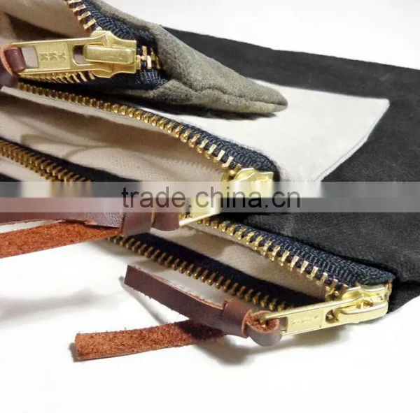 Custom High Quality Waxed Canvas Zipper Pouch Unisex photo-6