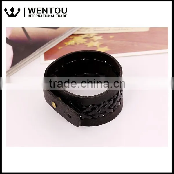 Wholesale Men Vintage Leather Bracelet With One Buckle Wristband Cuff Bangle photo-2