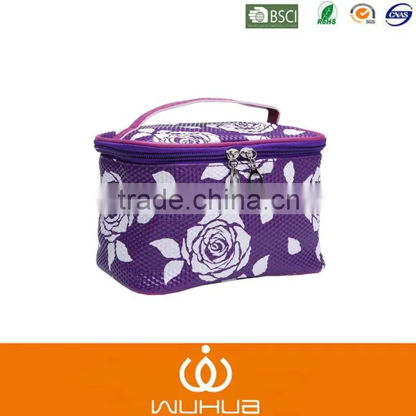 Travel Storage Train Case PU Cosmetic Bag With Handle photo-3