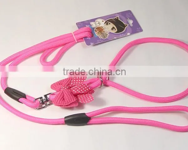 MegiPet Hot Pink Pet Dog Collar Suede Leather Leash Bowknot Adjustable Puppy Cat photo-3